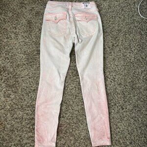 Pink and White Denim Jeans